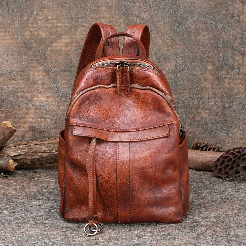 Handmade Black Gray Leather Backpack Womens Best School Rucksack Ladies Leather Backpack Purses