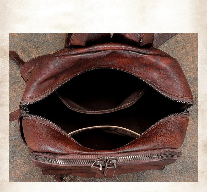 Handmade Black Gray Leather Backpack Womens Best School Rucksack Ladies Leather Backpack Purses