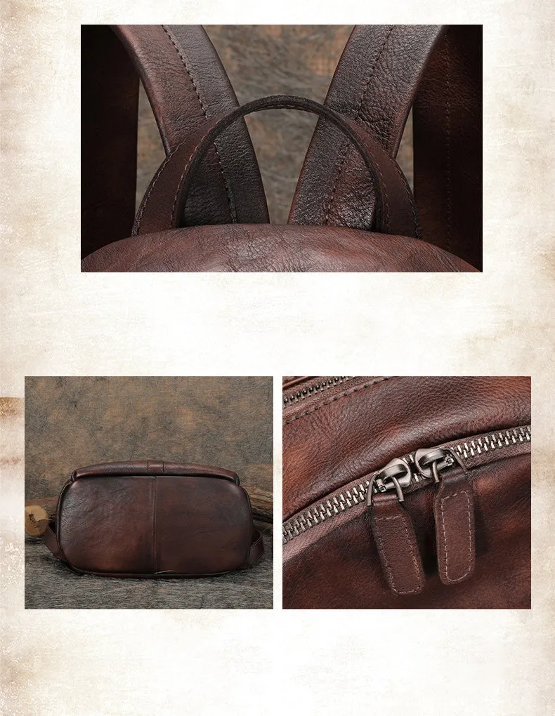 Handmade Black Gray Leather Backpack Womens Best School Rucksack Ladies Leather Backpack Purses