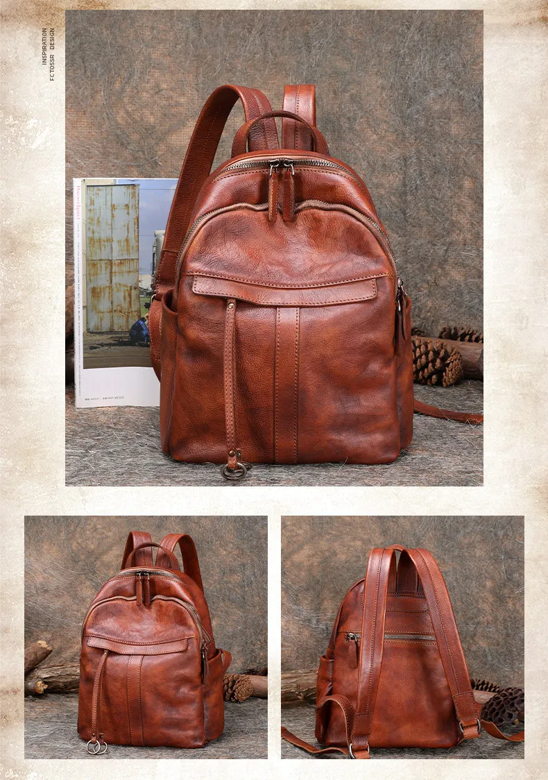 Handmade Black Gray Leather Backpack Womens Best School Rucksack Ladies Leather Backpack Purses