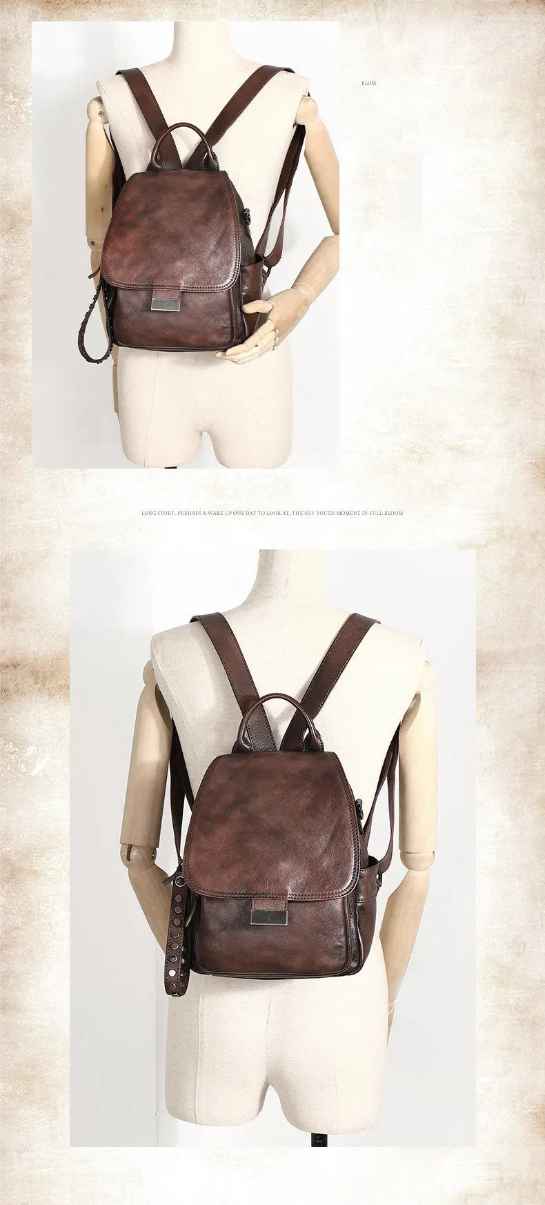 Handmade Convertible Leather Backpacks Womens Best Brown Leather Shoulder Purse School Rucksack