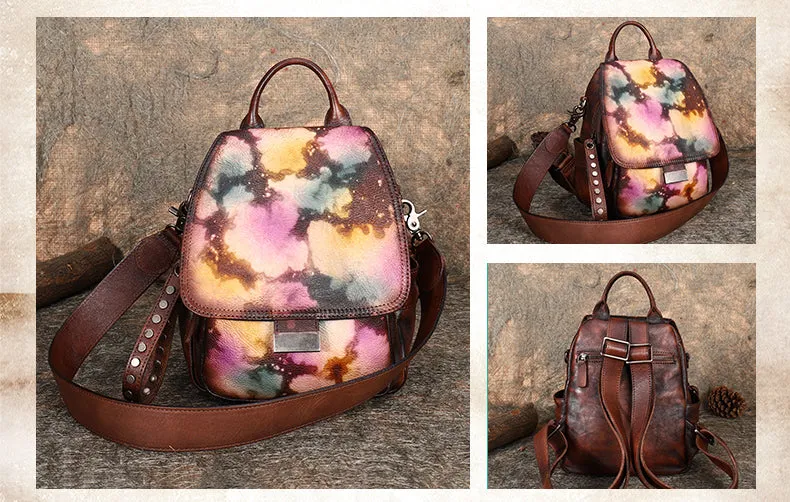 Handmade Convertible Leather Backpacks Womens Best Brown Leather Shoulder Purse School Rucksack