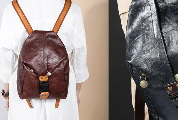 Handmade Genuine Cute Leather Backpack Bag Shoulder Bag Leather Purse For Women
