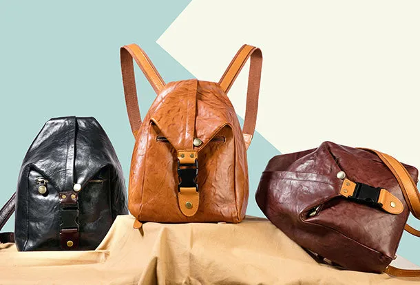 Handmade Genuine Cute Leather Backpack Bag Shoulder Bag Leather Purse For Women