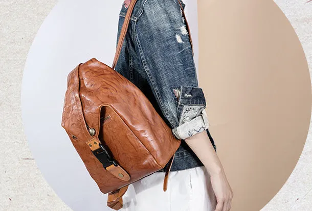 Handmade Genuine Cute Leather Backpack Bag Shoulder Bag Leather Purse For Women