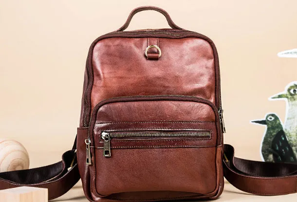 Handmade Genuine Leather Travel Bag Backpack Bag Shoulder Bag Leather Purse For Women