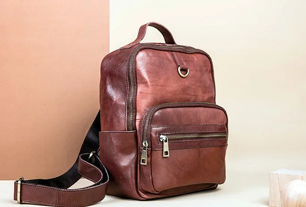 Handmade Genuine Leather Travel Bag Backpack Bag Shoulder Bag Leather Purse For Women