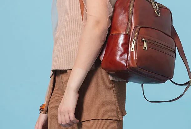 Handmade Genuine Leather Travel Bag Backpack Bag Shoulder Bag Leather Purse For Women