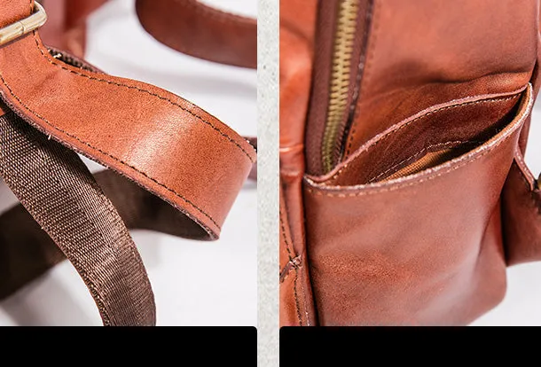 Handmade Genuine Leather Travel Bag Backpack Bag Shoulder Bag Leather Purse For Women