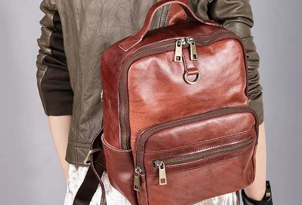 Handmade Genuine Leather Travel Bag Backpack Bag Shoulder Bag Leather Purse For Women