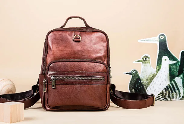 Handmade Genuine Leather Travel Bag Backpack Bag Shoulder Bag Leather Purse For Women