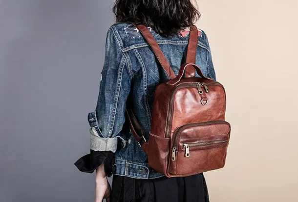 Handmade Genuine Leather Travel Bag Backpack Bag Shoulder Bag Leather Purse For Women