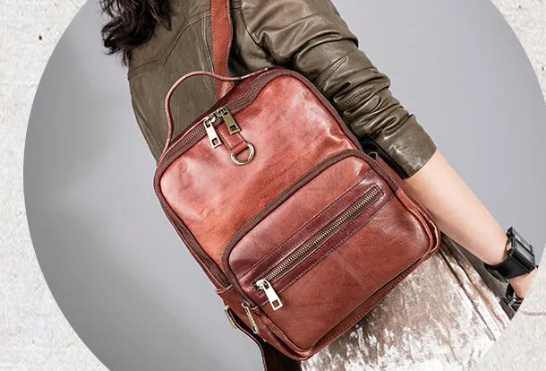 Handmade Genuine Leather Travel Bag Backpack Bag Shoulder Bag Leather Purse For Women