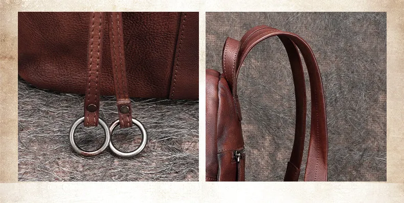 Handmade Leather Backpacks Womens Best School Rucksack Ladies Leather Backpack Purses