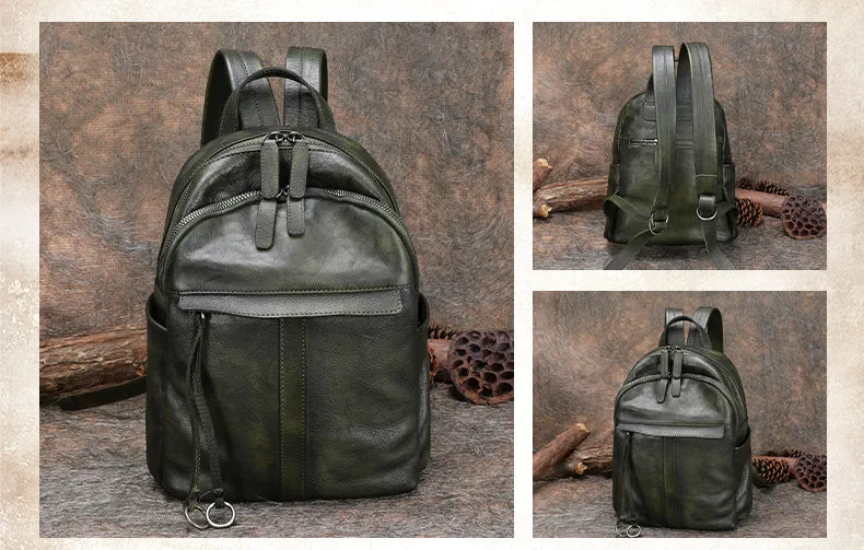 Handmade Leather Backpacks Womens Best School Rucksack Ladies Leather Backpack Purses