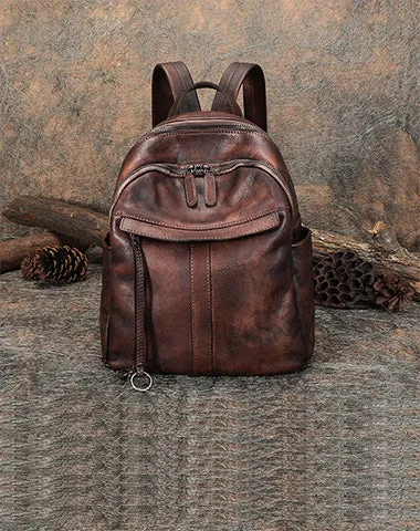 Handmade Leather Backpacks Womens Best School Rucksack Ladies Leather Backpack Purses