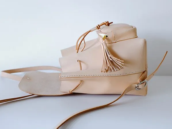 Handmade Leather Beige Womens Backpacks Travel Backpack School Backpack for Women