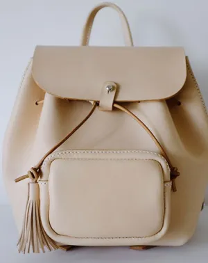 Handmade Leather Beige Womens Backpacks Travel Backpack School Backpack for Women