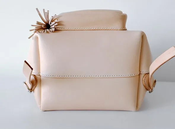 Handmade Leather Beige Womens Backpacks Travel Backpack School Backpack for Women