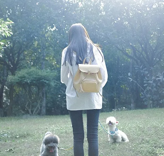 Handmade Leather Beige Womens Backpacks Travel Backpack School Backpack for Women