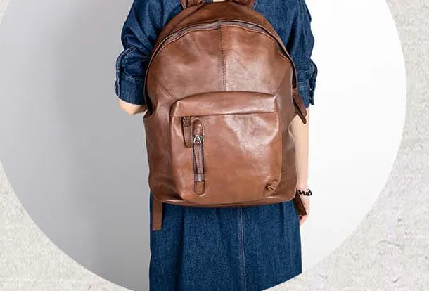 Handmade Leather Large Travel Bag Backpack Bag Shoulder Bag Laptop Women Leather Purse