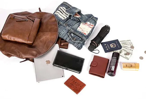 Handmade Leather Large Travel Bag Backpack Bag Shoulder Bag Laptop Women Leather Purse