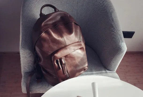Handmade Leather Large Travel Bag Backpack Bag Shoulder Bag Laptop Women Leather Purse