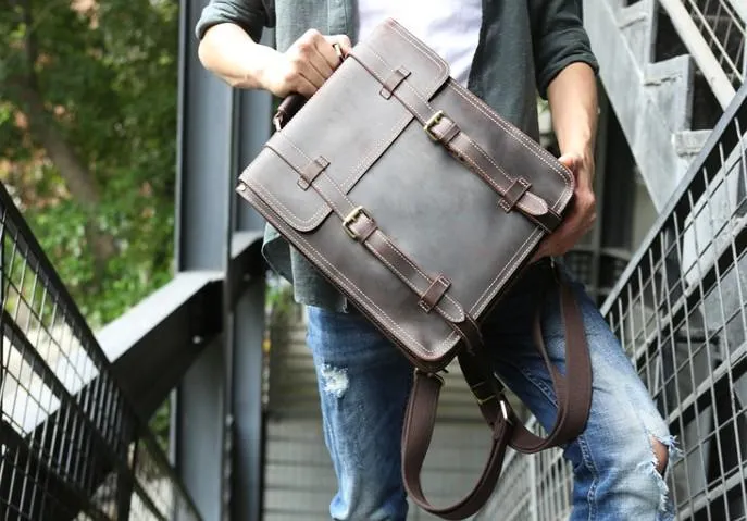 Handmade Leather Mens Backpack Travel Backpack Laptop Backpack for men