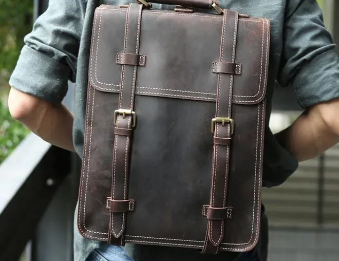 Handmade Leather Mens Backpack Travel Backpack Laptop Backpack for men