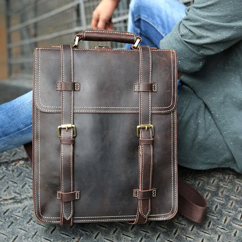 Handmade Leather Mens Backpack Travel Backpack Laptop Backpack for men