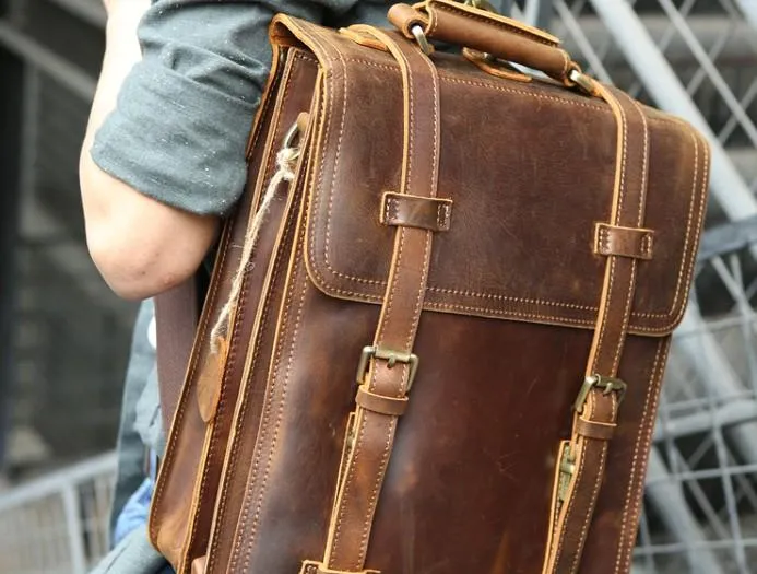 Handmade Leather Mens Backpack Travel Backpack Laptop Backpack for men