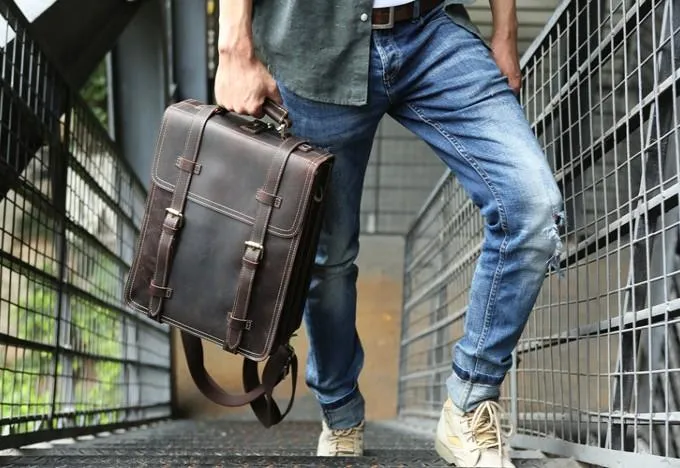 Handmade Leather Mens Backpack Travel Backpack Laptop Backpack for men