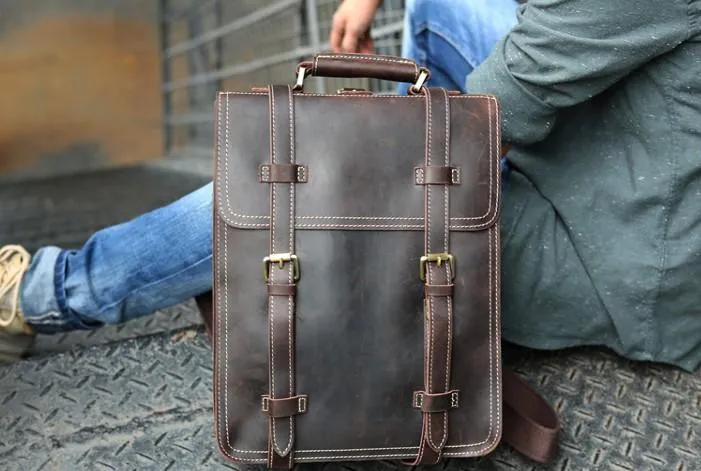 Handmade Leather Mens Backpack Travel Backpack Laptop Backpack for men
