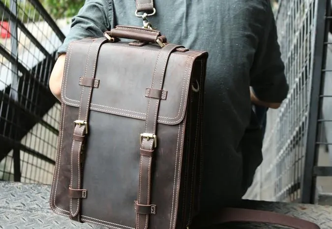 Handmade Leather Mens Backpack Travel Backpack Laptop Backpack for men