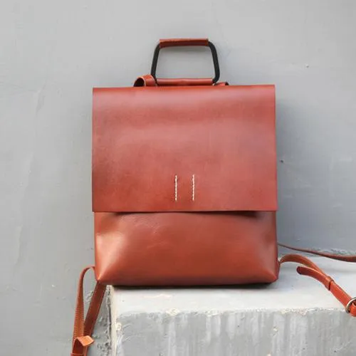 Handmade Womens Leather Silm Satchel Backpack For Women Stachel Pack