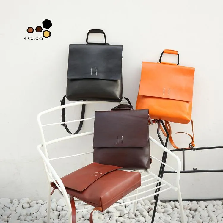 Handmade Womens Leather Silm Satchel Backpack For Women Stachel Pack