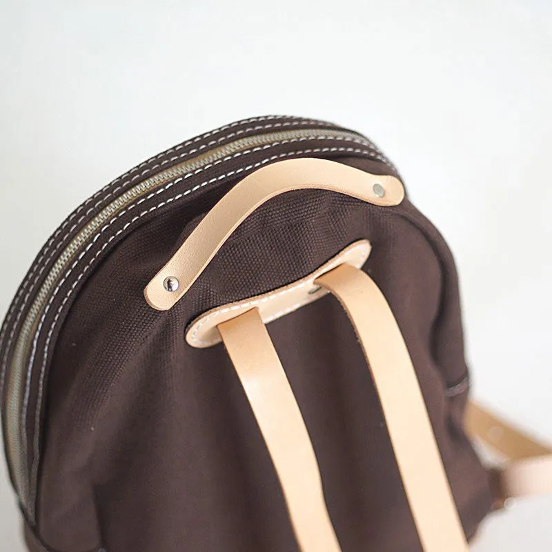 HANDMADE WOMENS Mini CANVAS LEATHER BACKPACK TRAVEL BACKPACK FOR WOMEN