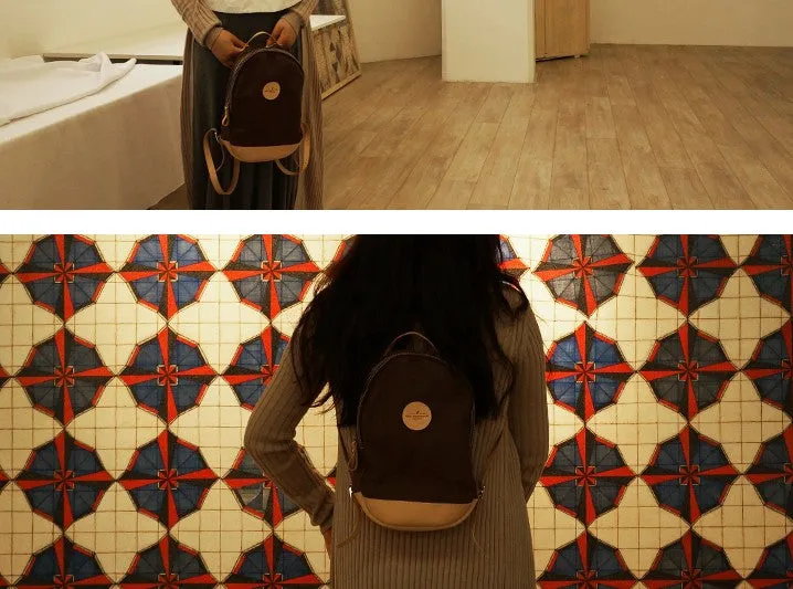 HANDMADE WOMENS Mini CANVAS LEATHER BACKPACK TRAVEL BACKPACK FOR WOMEN