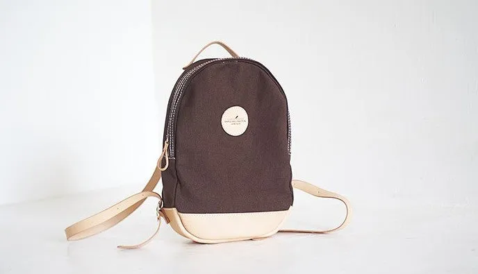 HANDMADE WOMENS Mini CANVAS LEATHER BACKPACK TRAVEL BACKPACK FOR WOMEN