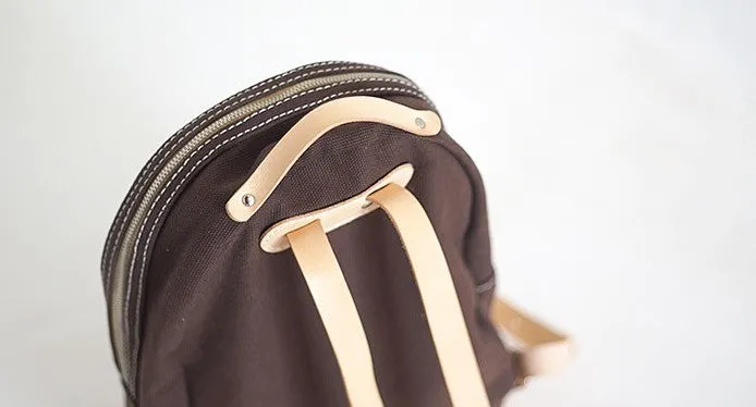 HANDMADE WOMENS Mini CANVAS LEATHER BACKPACK TRAVEL BACKPACK FOR WOMEN