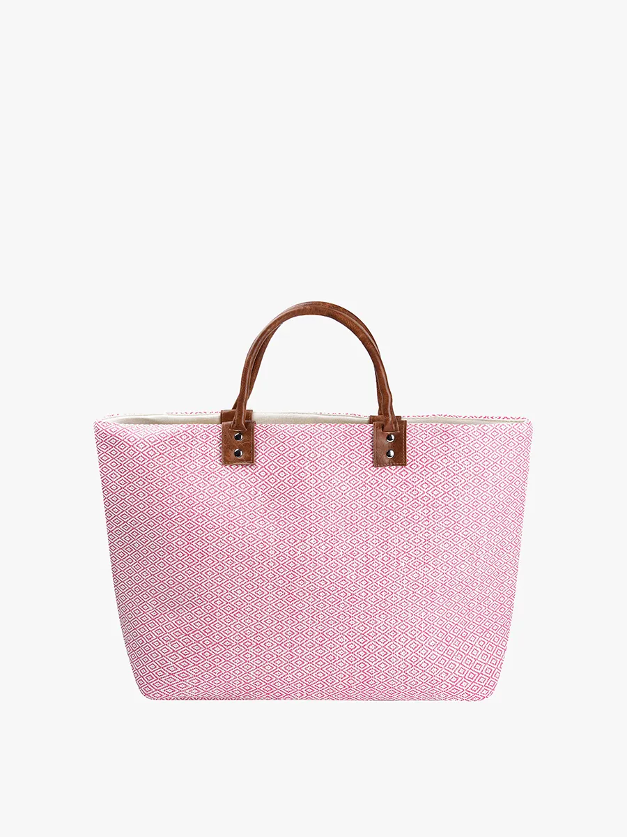 Hazel Vegan Aztec Straw Tote