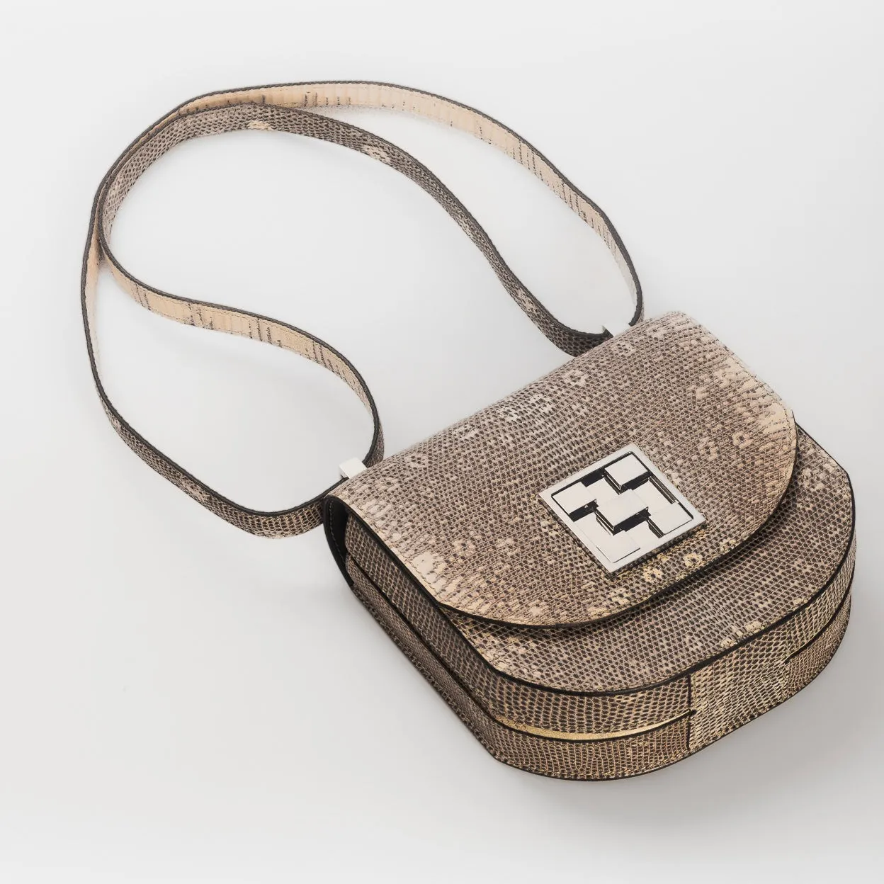 HERM??S - BAG MOSA?QUE 18 LIZARD  SILVER HARDWARE