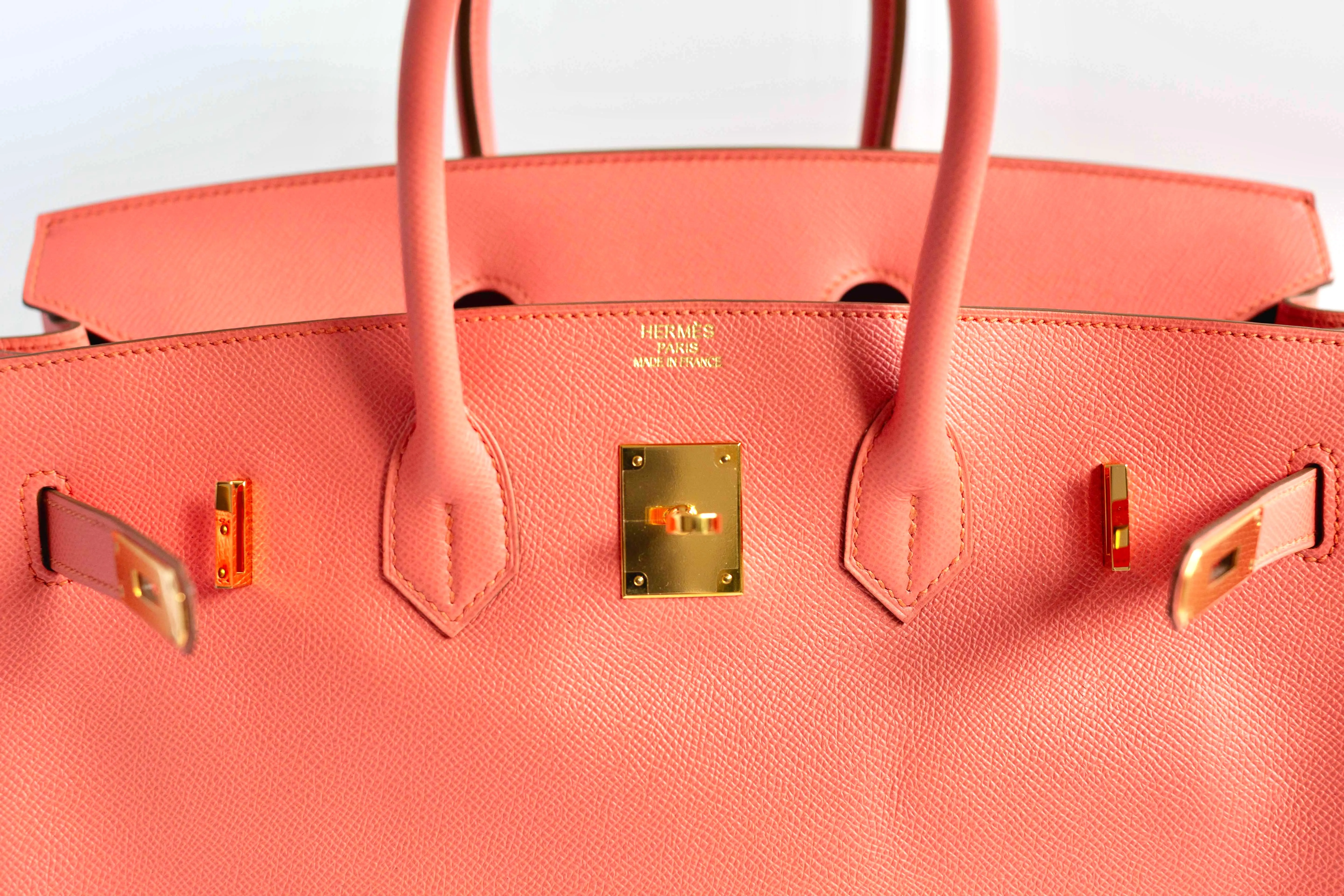 HERM??S- HANDBAG BIRKIN 35 IN PINK FLAMINGO EPSOM LEATHER WITH GOLD HARDWARE