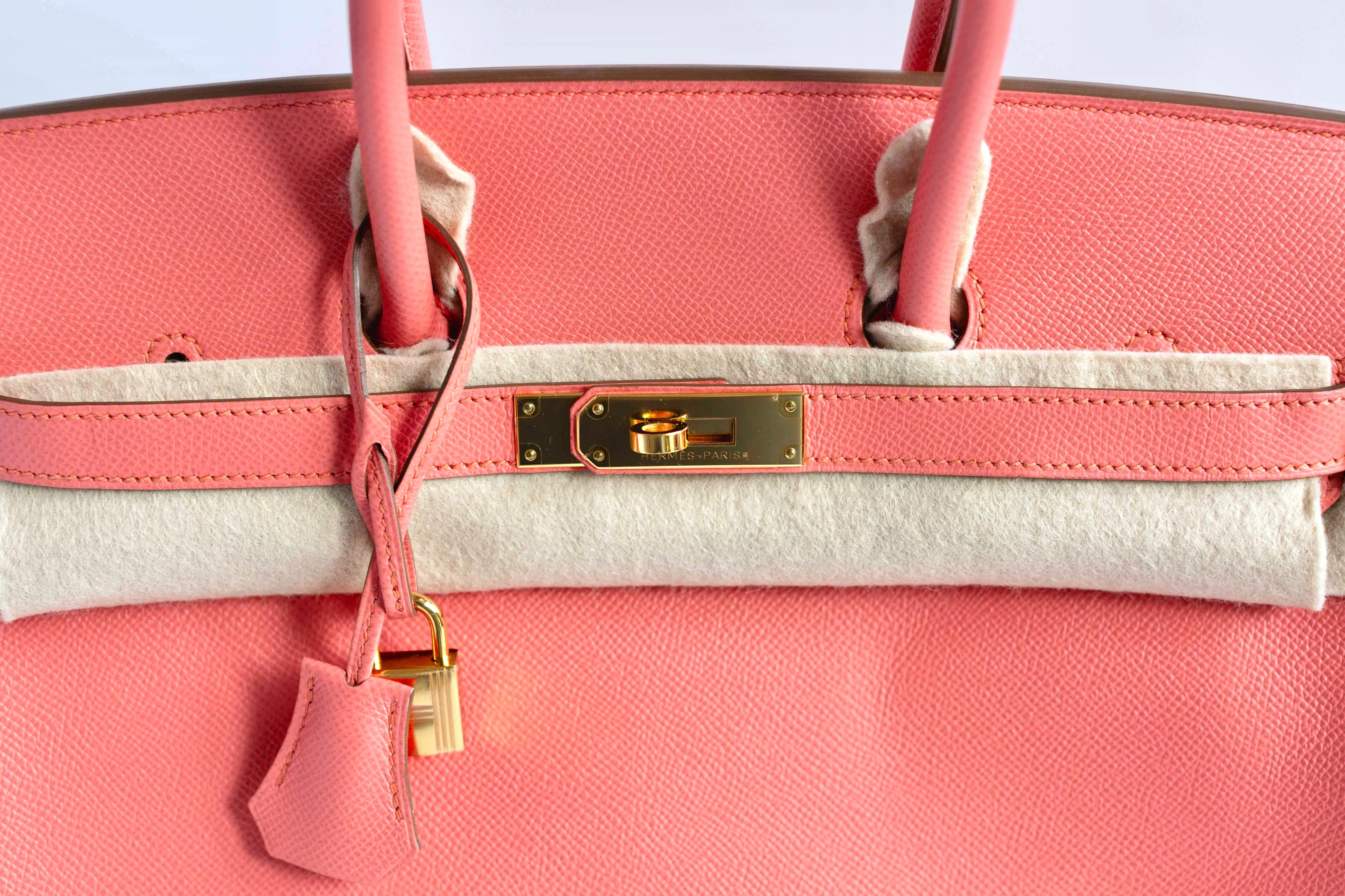 HERM??S- HANDBAG BIRKIN 35 IN PINK FLAMINGO EPSOM LEATHER WITH GOLD HARDWARE