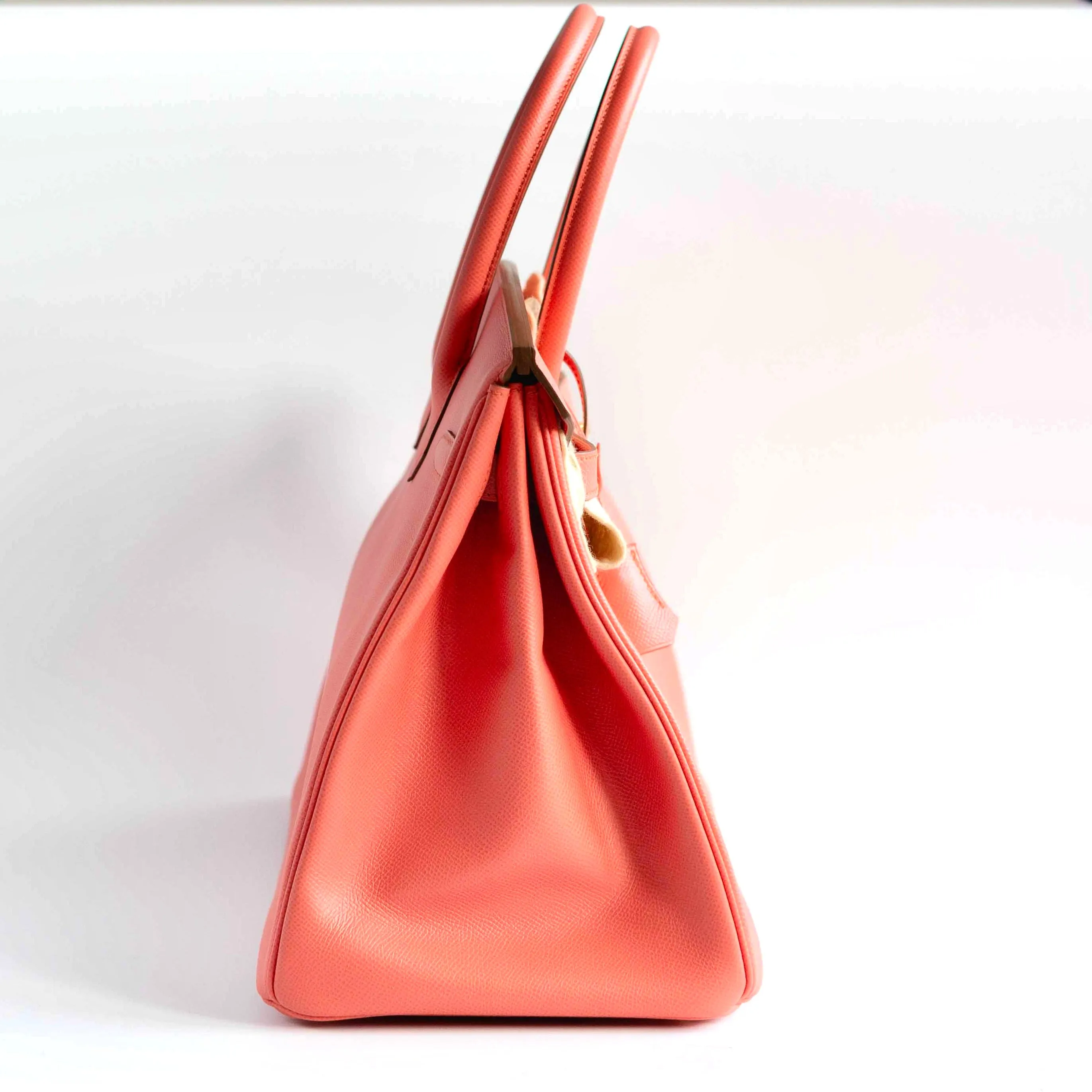 HERM??S- HANDBAG BIRKIN 35 IN PINK FLAMINGO EPSOM LEATHER WITH GOLD HARDWARE
