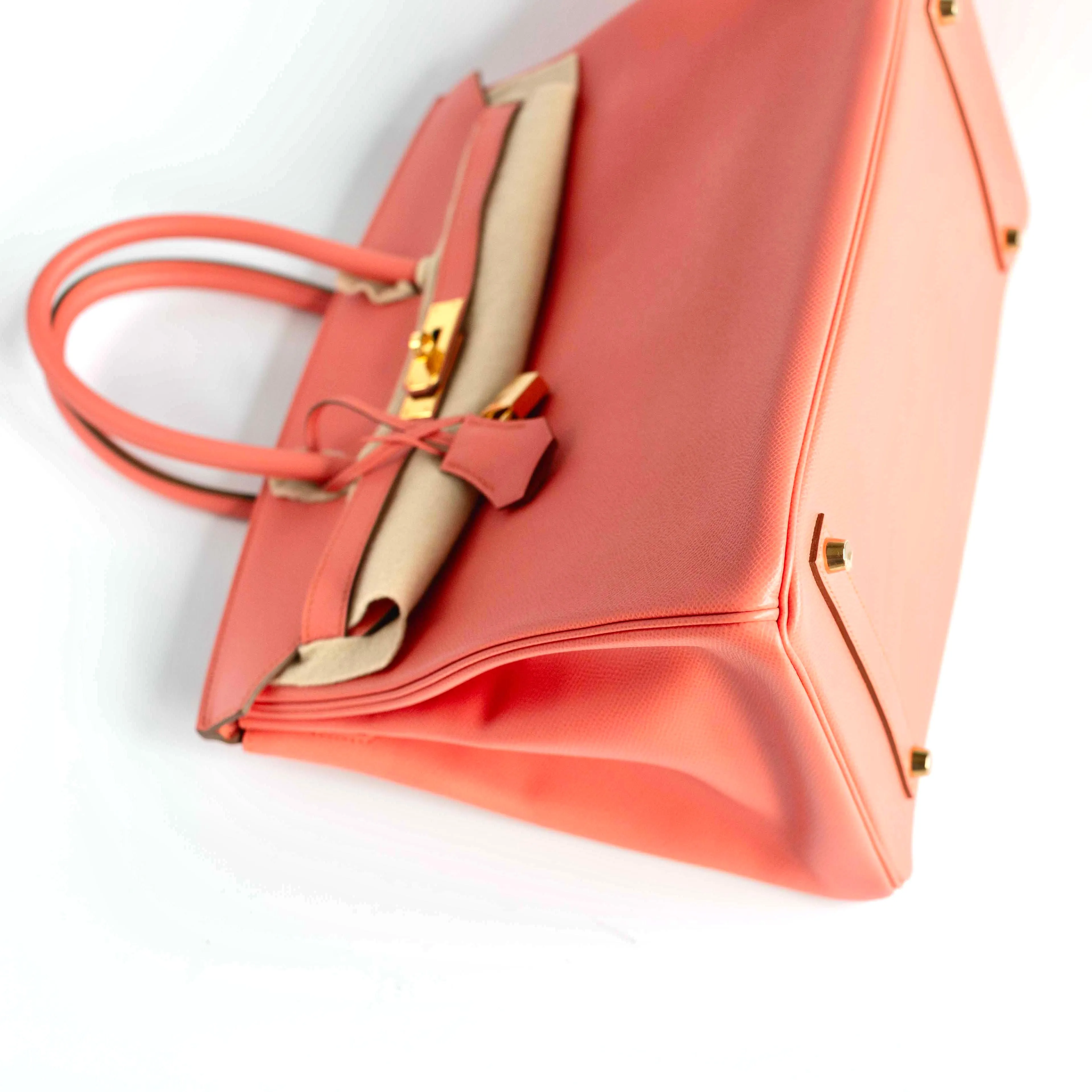 HERM??S- HANDBAG BIRKIN 35 IN PINK FLAMINGO EPSOM LEATHER WITH GOLD HARDWARE