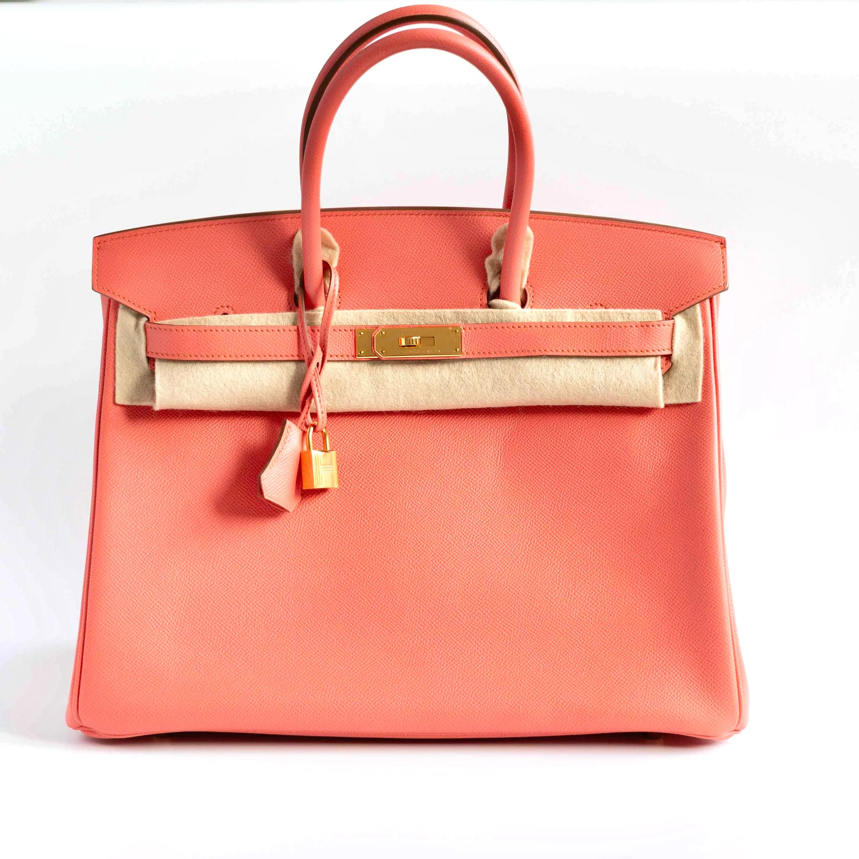 HERM??S- HANDBAG BIRKIN 35 IN PINK FLAMINGO EPSOM LEATHER WITH GOLD HARDWARE