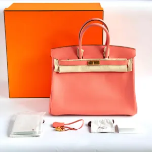 HERM??S- HANDBAG BIRKIN 35 IN PINK FLAMINGO EPSOM LEATHER WITH GOLD HARDWARE