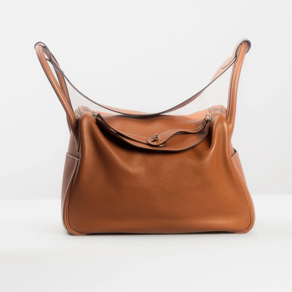HERM??S - LINDY HANDBAG GOLD SWIFT LEATHER SILVER HARDWARE