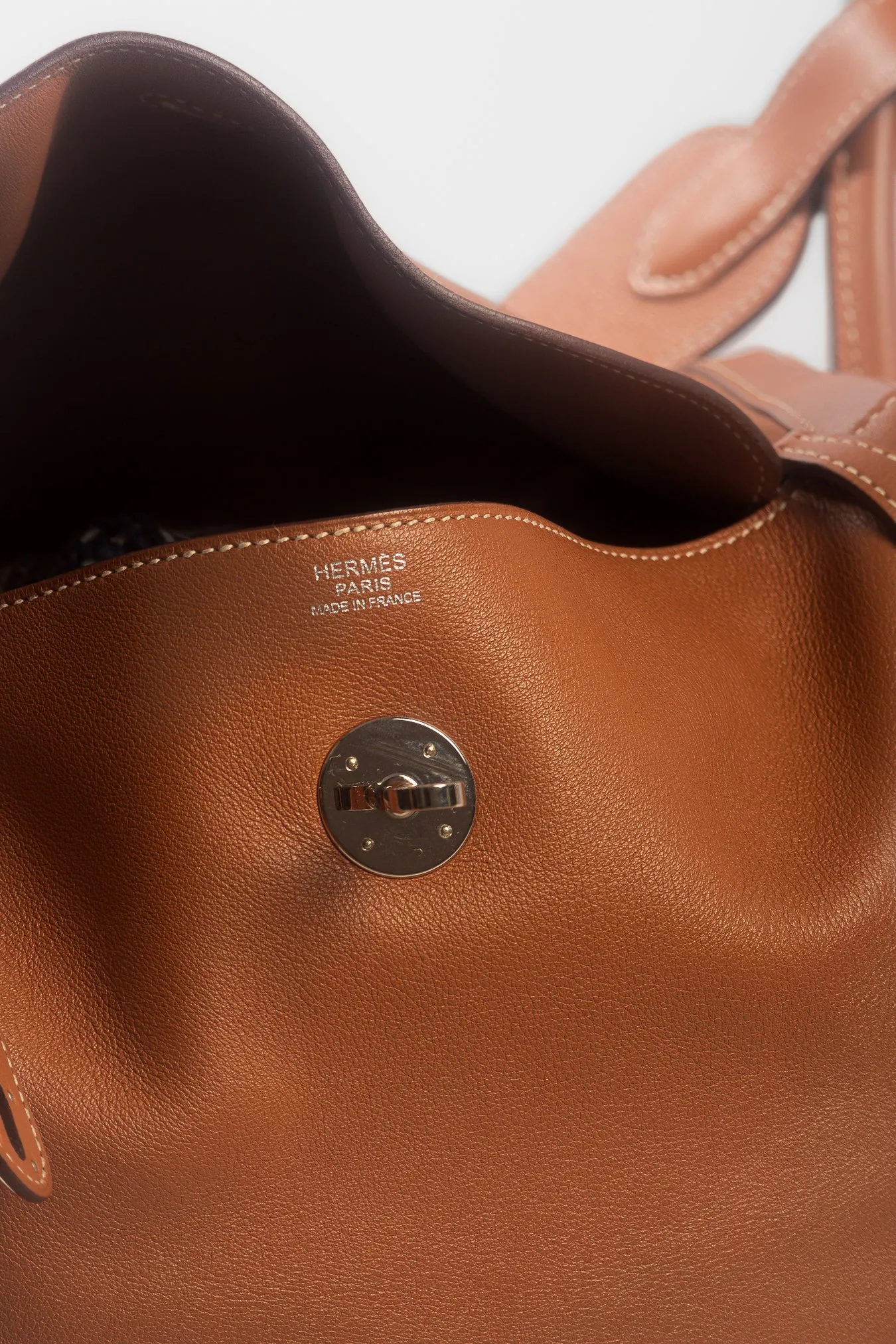 HERM??S - LINDY HANDBAG GOLD SWIFT LEATHER SILVER HARDWARE